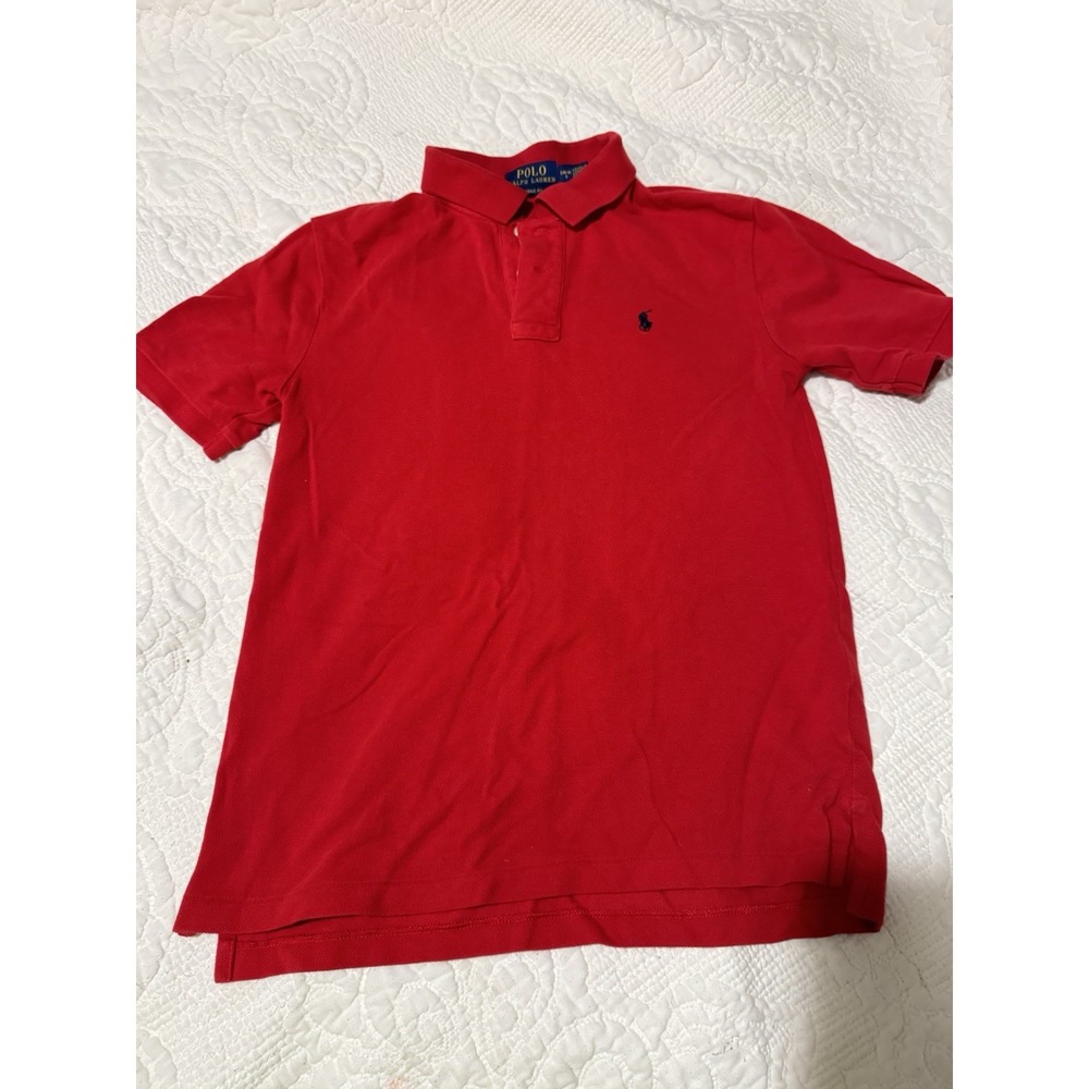 Polo Ralph Lauren Boys Size L 14-16 Red Polo Shirt Short Sleeve Classic Fit